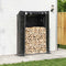 vidaXL - Haardhoutrek - met - regenhoes - 150x40x200 - cm - gegalvaniseerd - staal