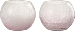 J-Line windlicht Bol Craquele - glas - paars - small - 2 stuks