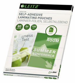 Leitz - Lamineerhoes leitz a4 zelfklevend 2x80micron eva