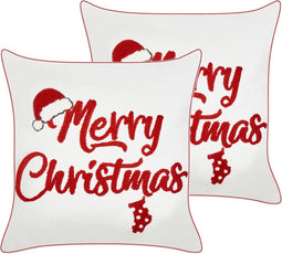 PIZZELLE - Sierkussen set van 2 - Rood/Wit - 45 x 45 cm - Katoen