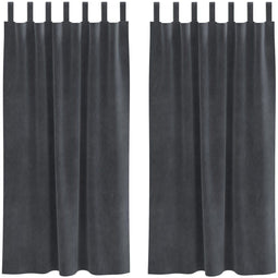 vidaXL - verduisteringsgordijnen - met - hanglussen - 2 - stuks - lichtgrijze - velvet