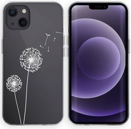 iMoshion Hoesje Geschikt voor iPhone 13 Hoesje Siliconen - iMoshion Design hoesje - Wit / Transparant / Dandelion
