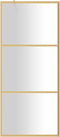 vidaXL - Inloopdouchewand - transparant - 90x195 - cm - ESG-glas - goudkleurig