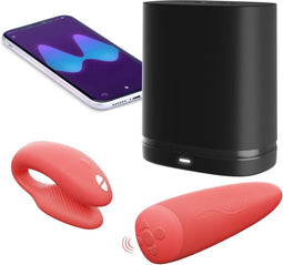 WE-VIBE Chorus Paar-Vibrator voor clitoris- en G-spotstimulatie met Squeeze Remote, opzetvibrator voor haar en hem, 100% waterdicht, haptische afstandsbediening, app-bediening