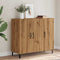 vidaXL - Dressoir - 90x34x80 - cm - bewerkt - hout - artisanaal - eikenkleur