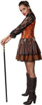 dressforfun Steampunk gravin - Kostuum XXL - Jurk met lange mouwen en meerlaagse rok - Bruin mix
