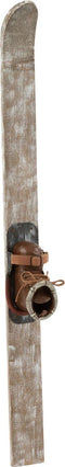 J-Line decoratie Ski + Schoen - hout/metaal - grijs