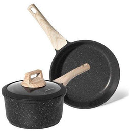 JUST PERFECTO JL-43 - Koekenpan 20 cm - Steelpan 18 cm met deksel - Zwart