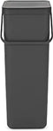 Brabantia Sort & Go Prullenbak - 40 liter - Ruimtebesparend - Donkergrijs