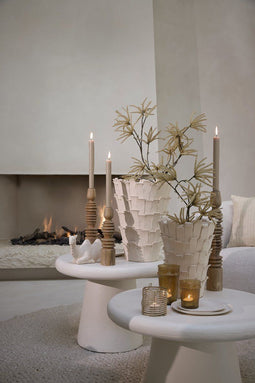 Light&living Vaas deco Ø33x43 cm BANYA keramiek mat crème