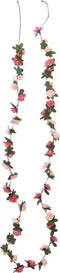 Kerstslingers met bloemen 6 st 240 cm rozé