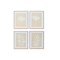 Schilderij Home ESPRIT Wit Beige Scandinavisch Botanische planten 40 x 2,2 x 50 cm (4 Stuks)