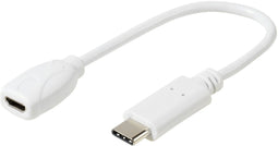 Vivanco DCAVVUSBCMB02W - Adapter USB Type-C naar Micro-USB - Snel opladen 20 cm - Wit