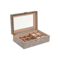 Doos-Juwelenkistje Home ESPRIT Bruin Grijs Polyurethaan Hout MDF 25,00, X 16,5 X 8 CM