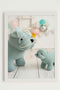 Schilderij Crochetts 33 x 43 x 2 cm Blauw Hond