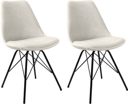 Kick kuipstoel Velvet ivoor - zwart frame - set van 2