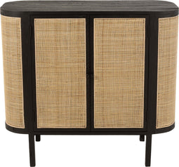 J-Line Molly Rotan kast - 2 deuren - hout - zwart - woonaccessoires
