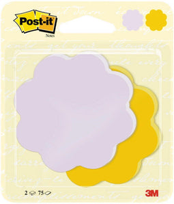 Post-it Notes, 2 x 75 vel, ft 72,5 x 72,2 mm, bloem, paars en ultrageel