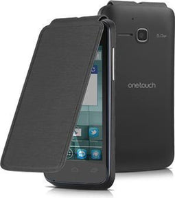 Alcatel One Touch M' Pop (OT-5020) - Sticking Flip Cover - Zelfklevend - Zwart