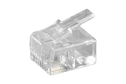 RJ11 krimp connectoren (6P4C) voor ronde telefoonkabel - 10 stuks / transparant