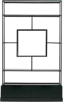 WOOOD Fons Vakkenkast - Metaal/hout - Zwart - 204x126x38