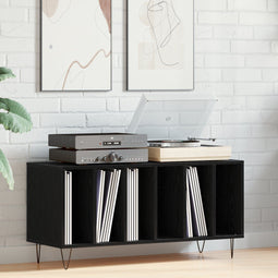 vidaXL - Record - Cabinet - Zwart - Eiken - 100x38x48 - cm - Geprefabriceerd - Hout