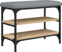 vidaXL - Schoenenbank - 62x32x47 - cm - bewerkt - hout - sonoma - eikenkleurig