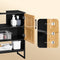 SoBuy BZR202-SCH - Badkast - MDF(E1) met bamboe deuren - Zwart/Natuur