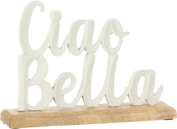 J-Line decoratie Ciao Bella Op Voet - aluminium - wit - small