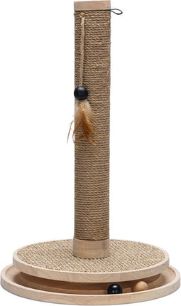 Designed by Lotte Zavi - Krabpaal - Rubberhout met jute en sisal - Bruin - 39,5x39,5x62 cm