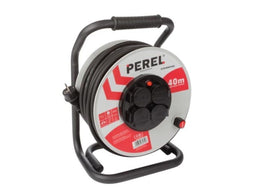 Perel Professionele Neopreen Kabelhaspel - 40 m - 4 Stopcontacten - IP44 - Grijs
