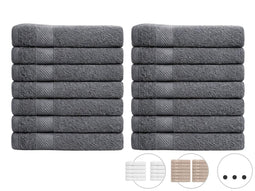 Lotus Handdoek 14x - 50 x 100 cm - Antraciet - Set van 7x 2 stuks 500gr
