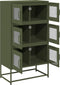 vidaXL - Hoge - kast - 68x39x123 - cm - staal - olijfgroen