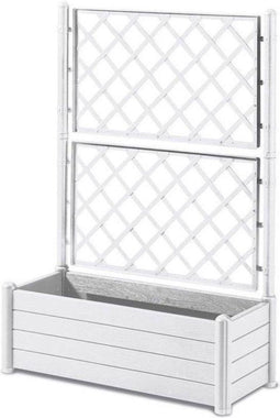 Stefanplast plantenbak 80 liter met klimrek / plantenrek - wit - 100x42x142 cm