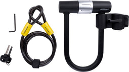 Dunlop Fietsslot - Combinatie Beugelslot en Insteekslot/ Kabelslot - Staalkabel met 2 Lussen - 120 Cm - 10mm - met 2 Sleutels