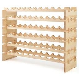 coast Modulaire Stapelbare Wijnrek – Geschikt voor 60 Flessen – 6 Lagen – Natuurlijke Houten Afwerki