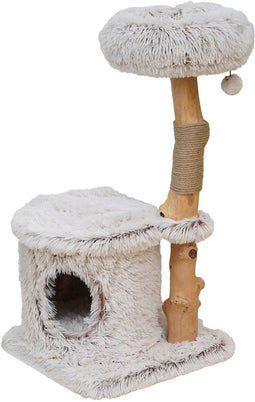 EBI Manila - Krabpaal - Pluche met speelballetje - Beige 40 x 40 x 80 cm