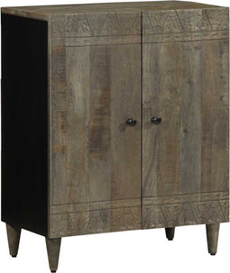 vidaXL - Dressoir - 60x33,5x75 - cm - massief - mangohout - lichtgrijs