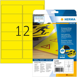 Herma 8029 - Folie-etiketten A4 99.1 x 42.3 mm - Geel extra sterk hechtend (300 stuks)