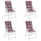 Stoelkussens 4 st hoge rug ruitpatroon oxford stof rood