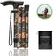 Travelhawk Wandelstok - Verstelbaar - Opvouwbaar - Zwart bloemen - Incl. Opbergtas