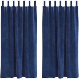 vidaXL - Blackout - Gordijnen - met - Hanglussen - 2 - stuks - Donkerblauwe - Velours