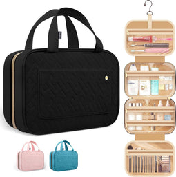 Kioto Toilettas - Beautycase met Haak - Waterafstotend - Zwart