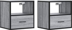 vidaXL - Nachtkastjes - 2st - wandgemonteerd - 40x31x39,5cm - grijs - sonoma - eiken