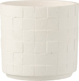 J-Line bloempot Vierkant - keramiek - wit - medium - 2 stuks - Ø 14 cm