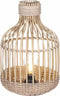 Mica Decorations Ostra Lantaarn met LED Lamp - H37 x Ø24 cm - Bamboe - Bruin