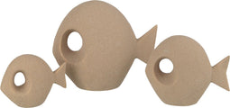 J-Line Set Van 3 Vis Gat Zand Glazuur Porselein Beige