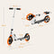 Lionelo Luca Step - Opvouwbare Scooter - Draagkracht tot 100 kg - ABEC-7 Lagers - 200 mm Wielen - ShockResist Demping - 3 Hoogte-instellingen - Antislip Platform - Oranje/Wit