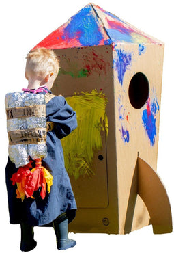 Kartonnen Speel Raket - Speelhuis - Kartonnen speelgoed - 100% recyclebaar - 98x68x7 cm - Helemaal te versieren met verf - Cadeau van duurzaam karton - KarTent