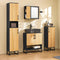 SoBuy BZR202-SCH - Badkast - MDF(E1) met bamboe deuren - Zwart/Natuur